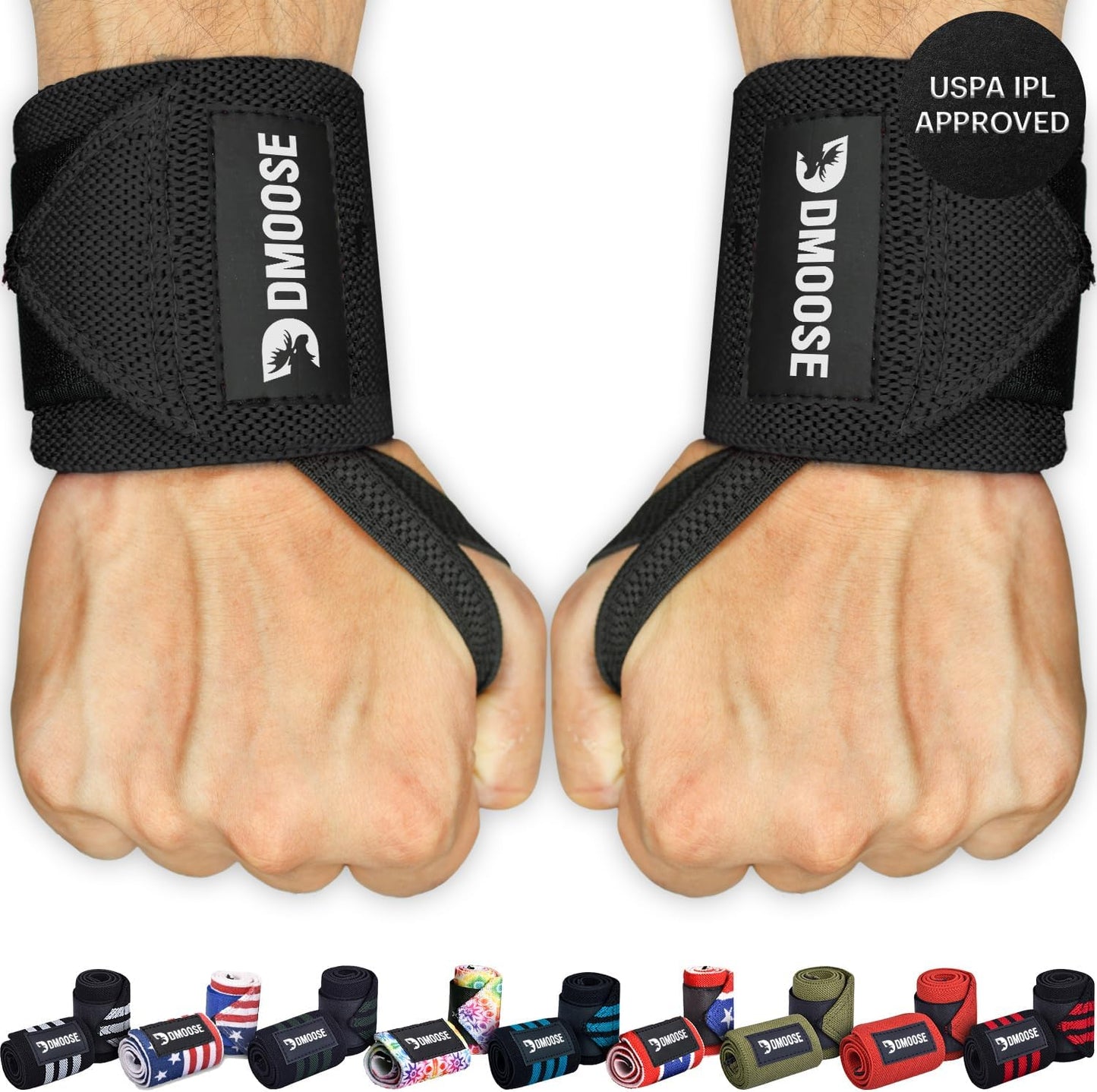 Wrist Wraps, Avoid Injury and Maximize Grip with Thumb Loop, 18" or 12" Gym Straps Pair, Wrist Straps for Weightlifting, Powerlifting, Bench Press, Bodybuilding, Deadlift Straps for Men & Women