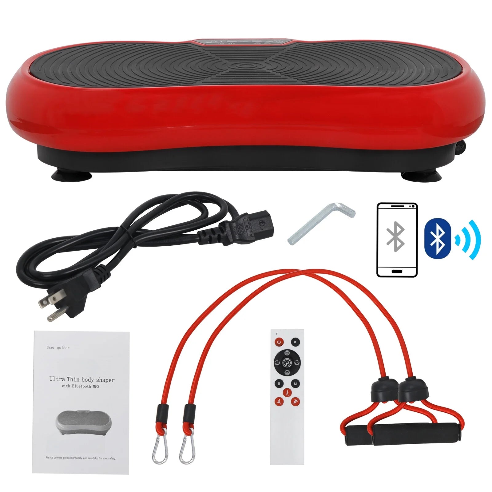 Vibration Plate Exercise Machine, Full Body Workout Home Platform W/Bluetooth Red