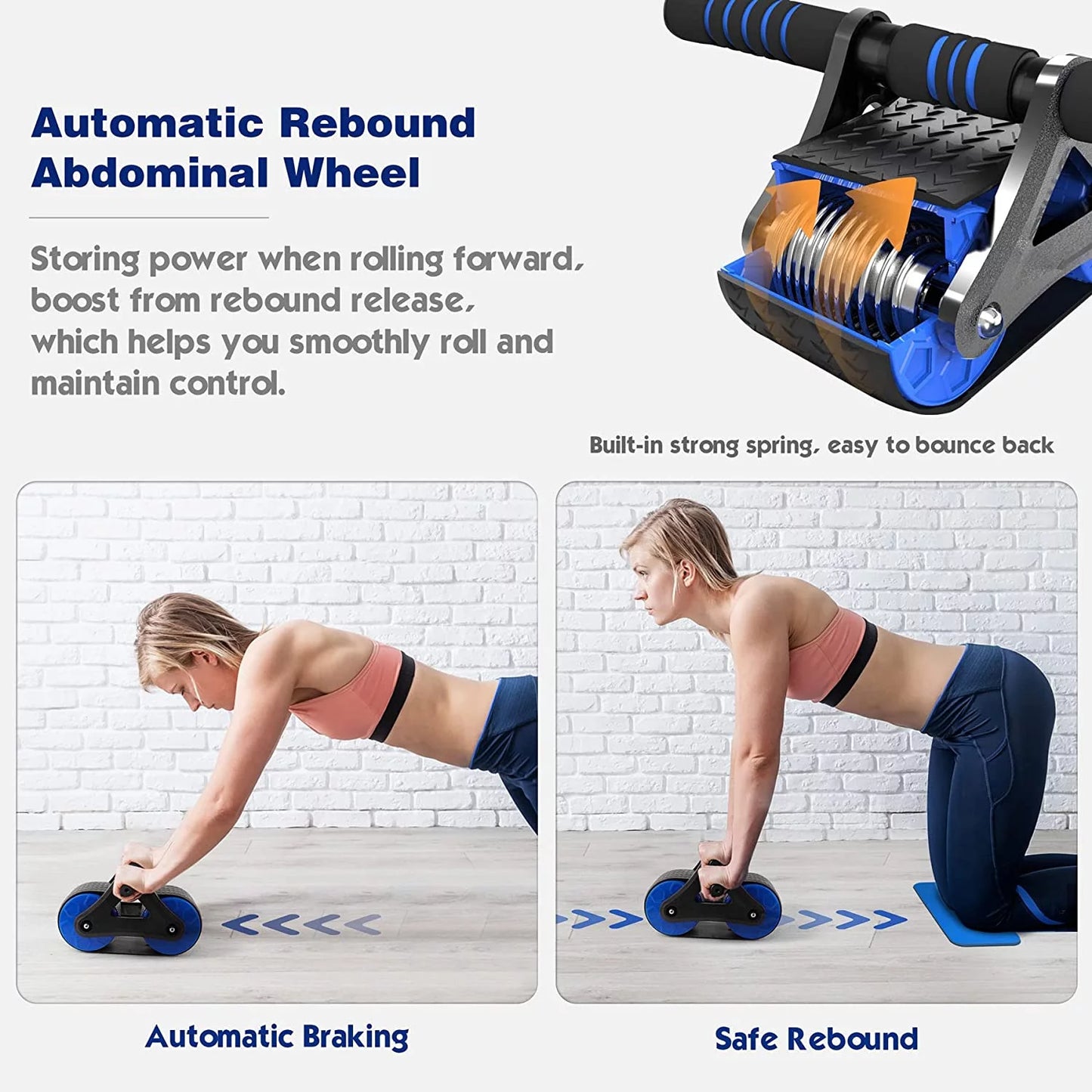 2023 New Ab Roller Wheel, Automatic Rebound Abdominal Wheel, Ab Abdominal Exercise Roller Elbow Support Gym Equipment for Home